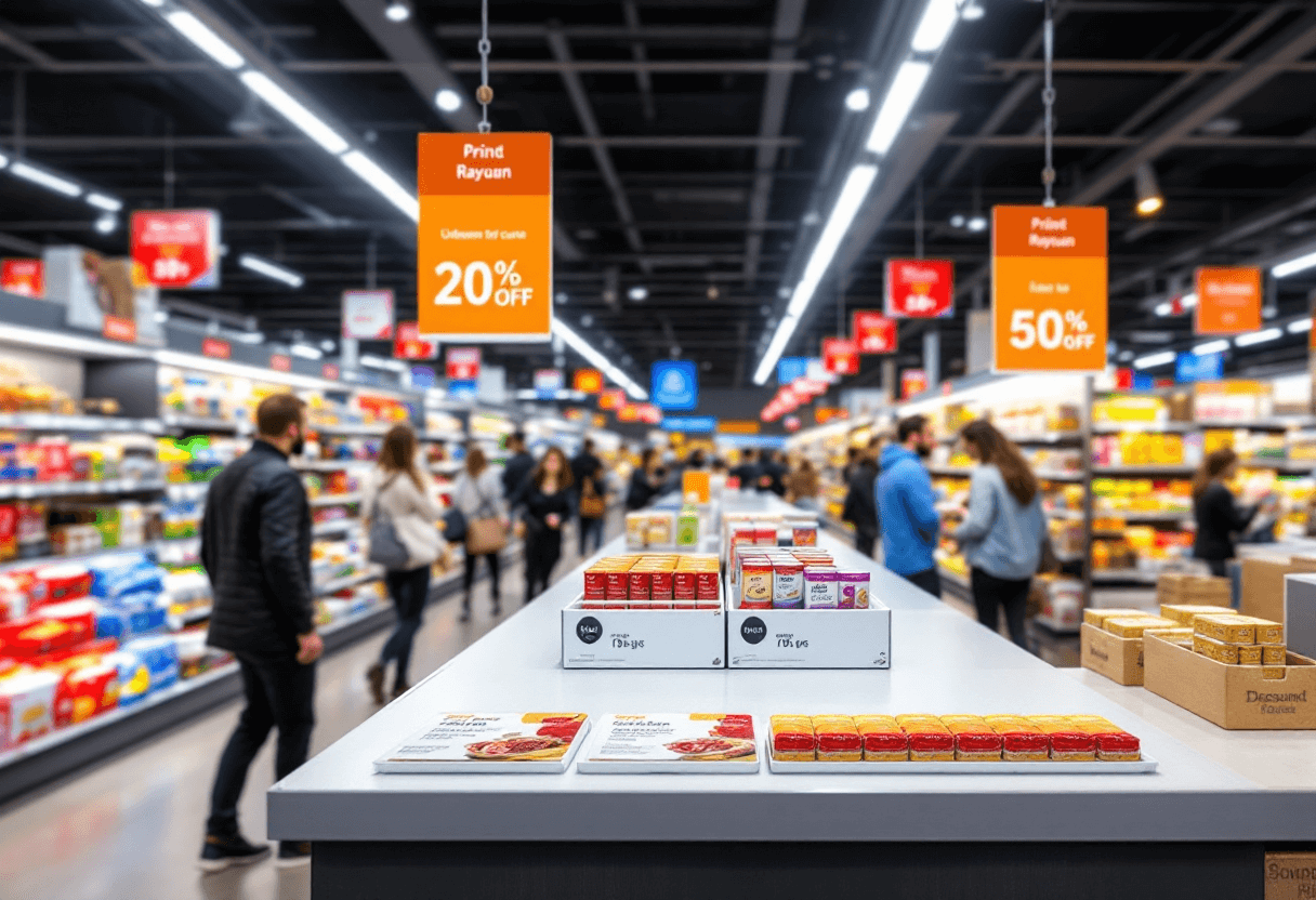 Support PLV stop-rayon en magasin